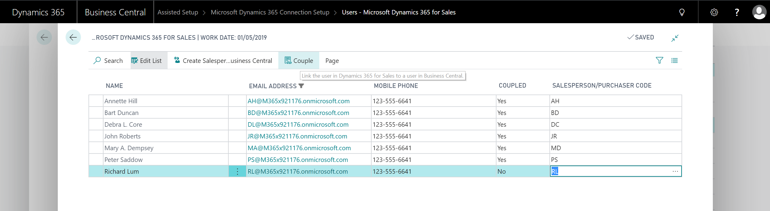 Visualization of coupling of sales people to users in Dynamics 365 for Sales Coupling sales people to users in Dynamics 365 for Sales